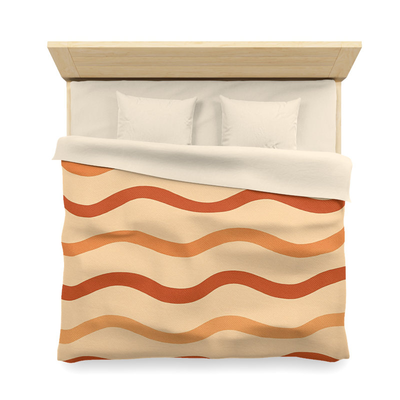Microfiber Duvet Cover Boho Style, Design 30, Red/Orange/Cream, King Duvet Cover