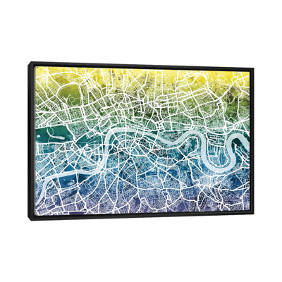"Color Gradient Urban Street Map Series", Londres, Angleterre, Royaume-Uni, impression sur toile tendue