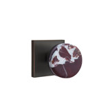 Emtek Select Privacy Knobset w/ Square Rosette & Conical Stem, Rosso Levanto Marble Knob (CF)