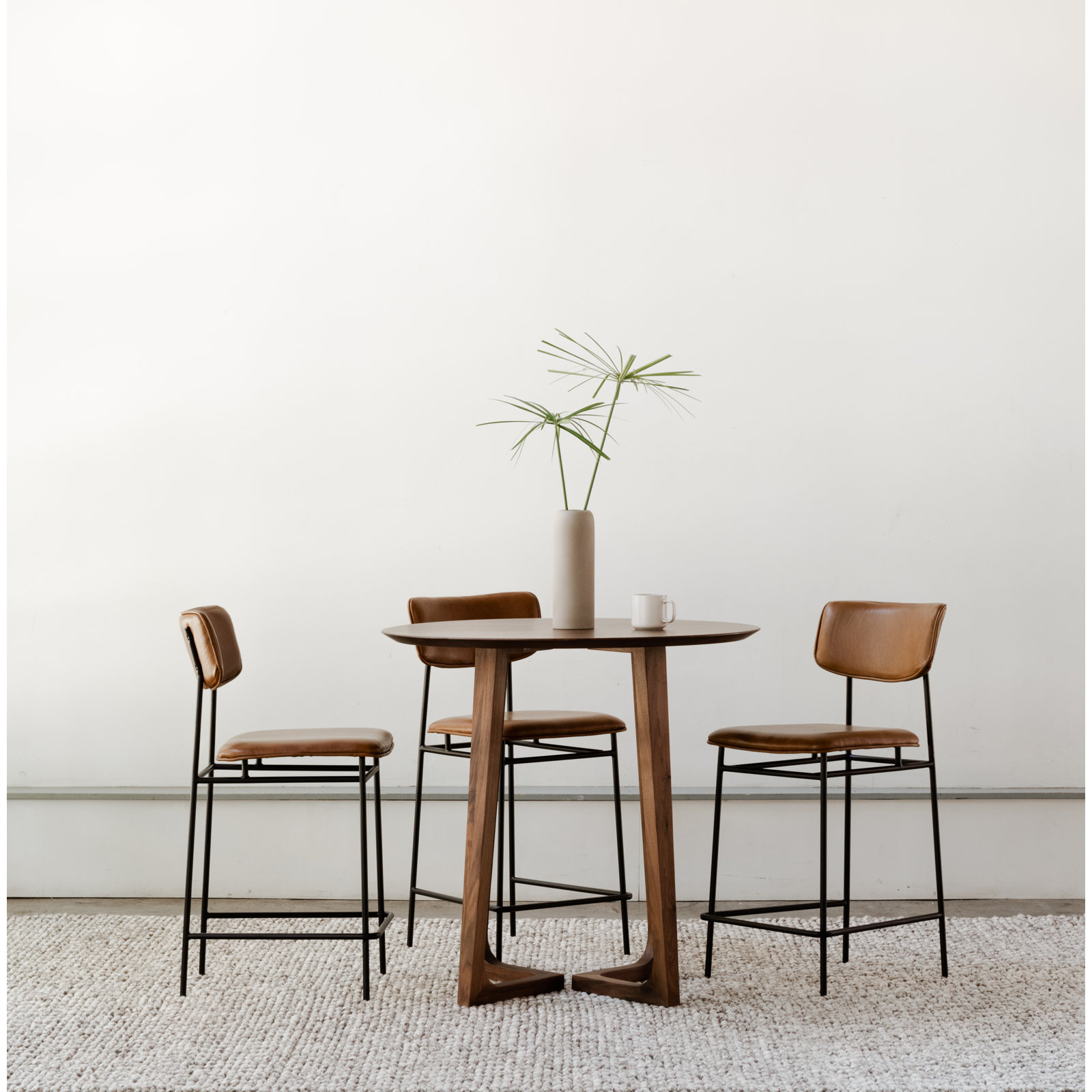 Turin 30"  Leather Bar Stool, Counter Stool (26” Seat Height), Brown Pebbled Top Grain Leather