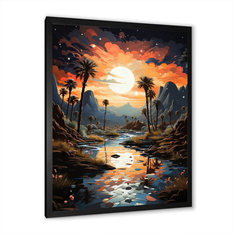 «Zahniyah Desert Oasis Silver I», reproduction sur toile, Cadre simple noir, H 20 po x l 12 po x P 1 po