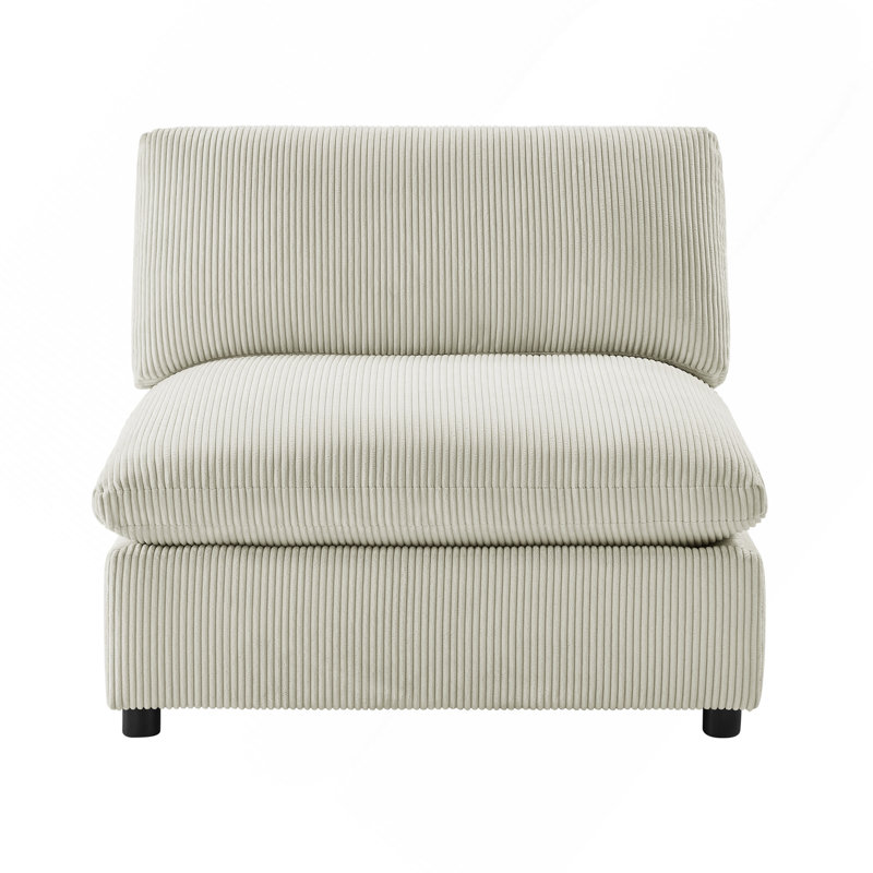 Fauteuil sans accoudoirs - velours côtelé beige, Beige