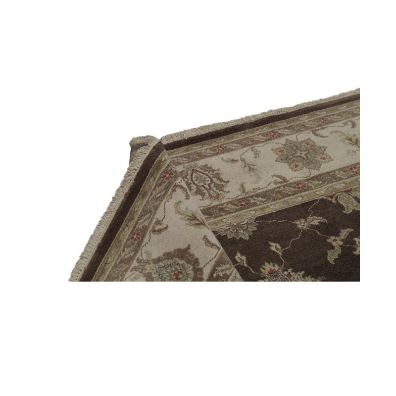 Tapis beige et brun noué à la main de haute qualité