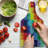 Ambesonne Retro Tempered Glass Cutting Board Rainbow Retro Patchwork Multicolor