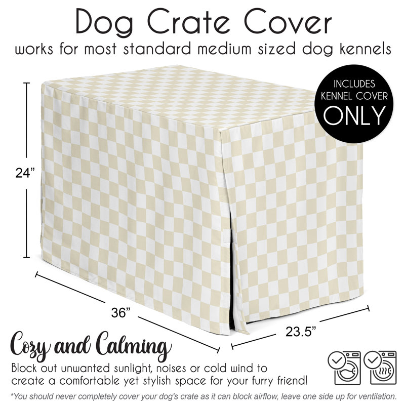 Housse pour chenil à carreaux Gingham, Blanc / Taupe