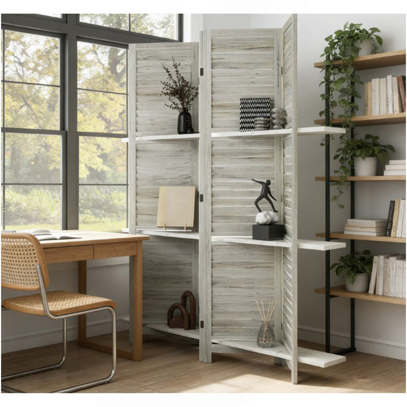Paravent d'intimité, grand paravent d'intimité en bois avec rangement pliant