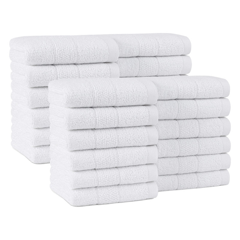 Family Essentials Washcloths (Pack of 24), 12x12, Cotton, White