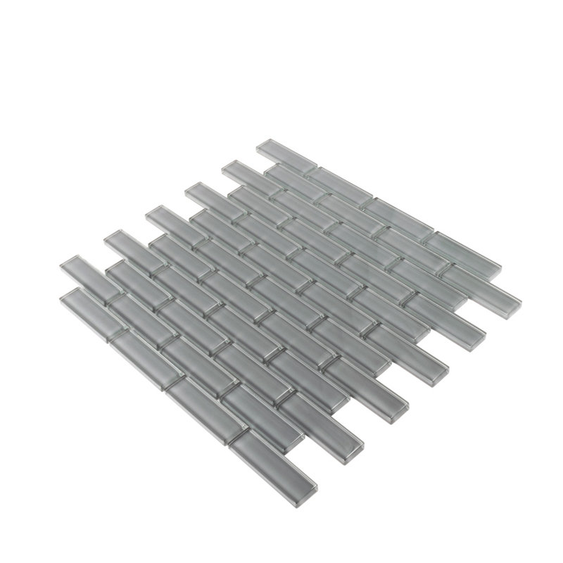 11.9"X 11.9" Polished Glass Brick Tile, Dark Gray