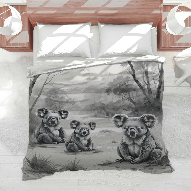 Édredon Koalas In Forest Landscape, Lit simple