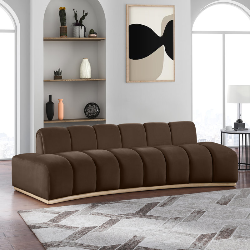 Jace Velvet Sofa, Brown Velvet