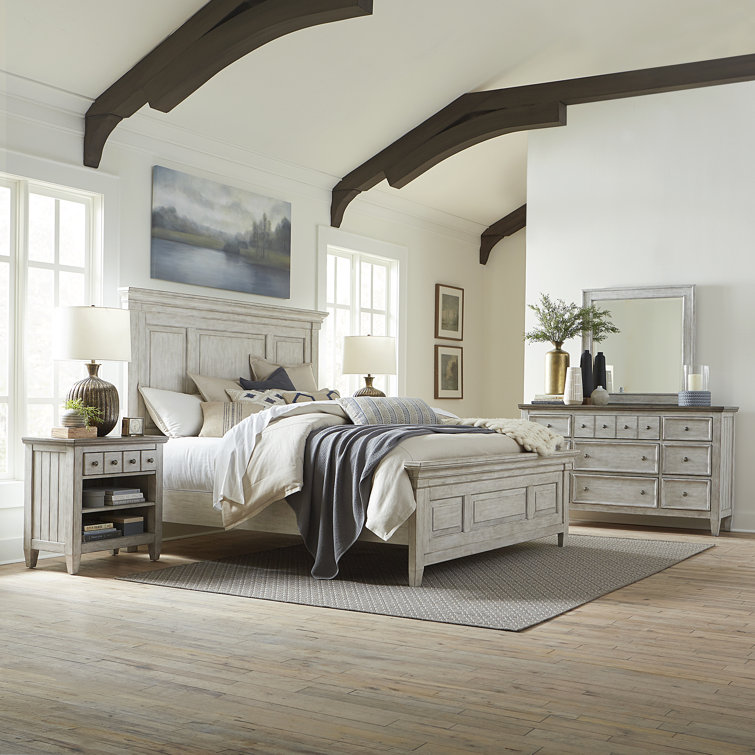 Haylee Panel Bed, Dresser & Mirror, Night Stand