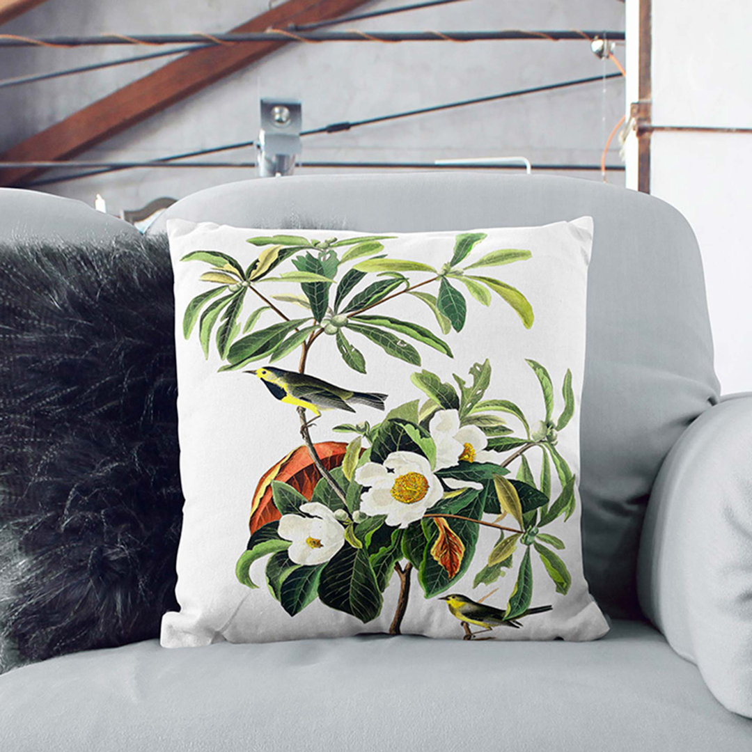 Bachmans Warbler Birds by John James Audubon Cushion with Filling