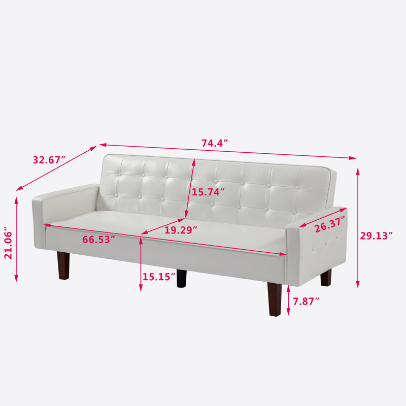 Ebern Designs 74.4'' Faux Leather Square Arm Sofa - Wayfair Canada