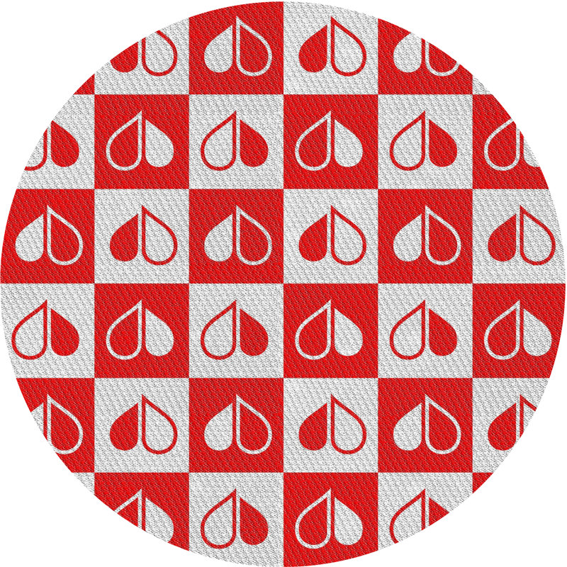 Tapis rouge/blanc à motifs Kwiete, Rond 4 pi