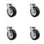 6 Inch Rubber on Aluminum Wheel Swivel Caster Set with Roller Bearings SCC/SCC-30CS620-RAR-4