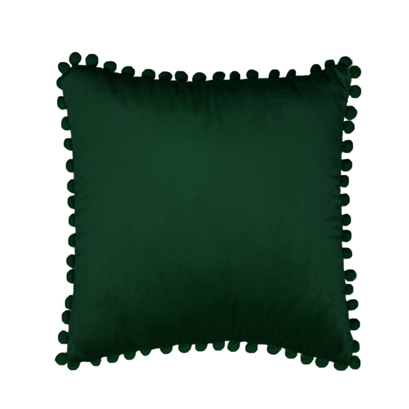 (Couvertures seulement) Ensemble de 2 housses de coussin 2 tailles Pom-Poms, H 18 po x l 18 po, Vert foncé