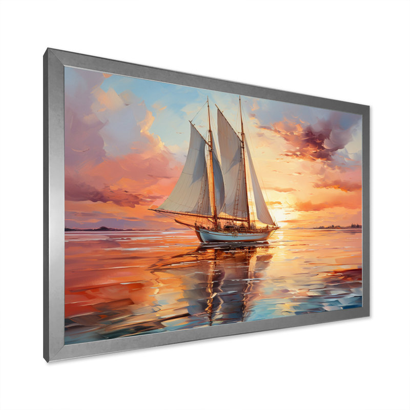 Sailboat Coastal Dreams I - Sailing Boat Wall Decor, H 34 po x l 44 po x P 1,5 po, Cadre simple argenté