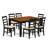 7 Piece Dining Set Consist of a Rectangle Dining Room Table with Butterfly Leaf and 6 Linen Fabric Upholstered Chairs, 42x60 Inch, Black & Cherry