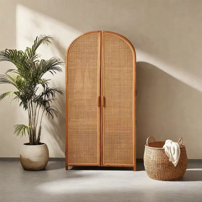 Japanese modern simple home rattan woven wardrobe