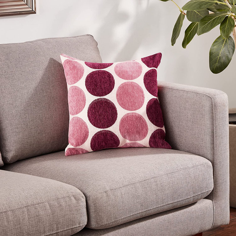Evelyn-Rose Polka Dots Pillow Cover, Violet, Polyester/Polyfill
