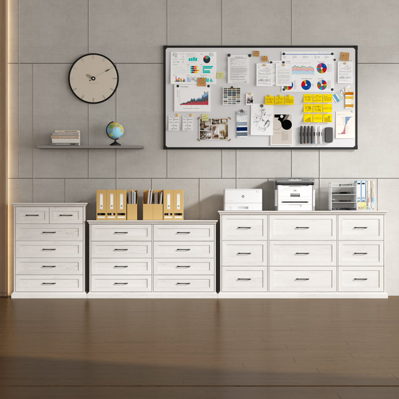 Altona 157'' W Elegant Combination Filing File Storage Cabinet With Drawers Of Different Sizes