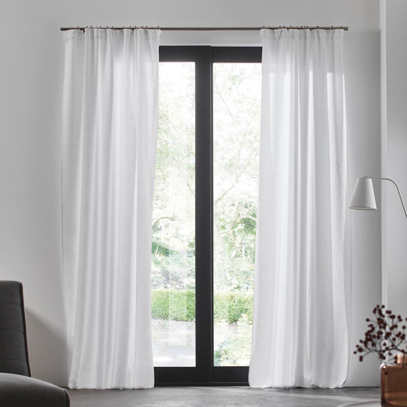 Carlina Semi Sheer Single Curtain Panel, 200cm W x 280cm L, White