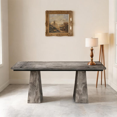 63-Inch Executive Desk with Double Pedestal Base, Classic Gray MDF, Rectangle Shape