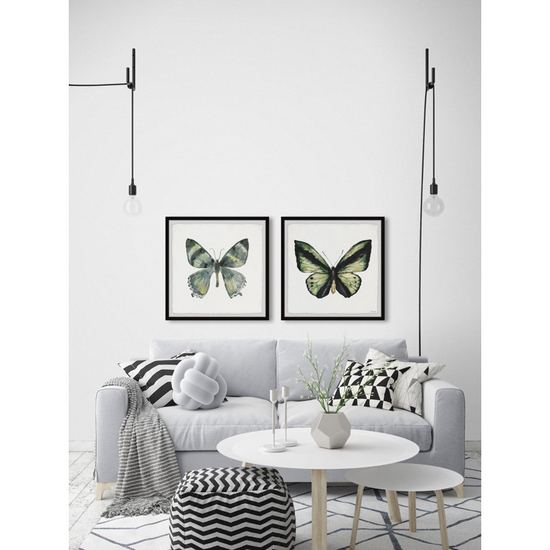 Jolis papillons - ensemble de 2 reproductions d'art encadrées, H 12 po x l 12 po x P 1,5 po