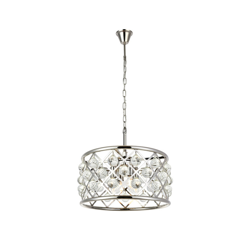 Lustre cylindrique unique et remarquable à 4 lumières Swinney, Nickel poli