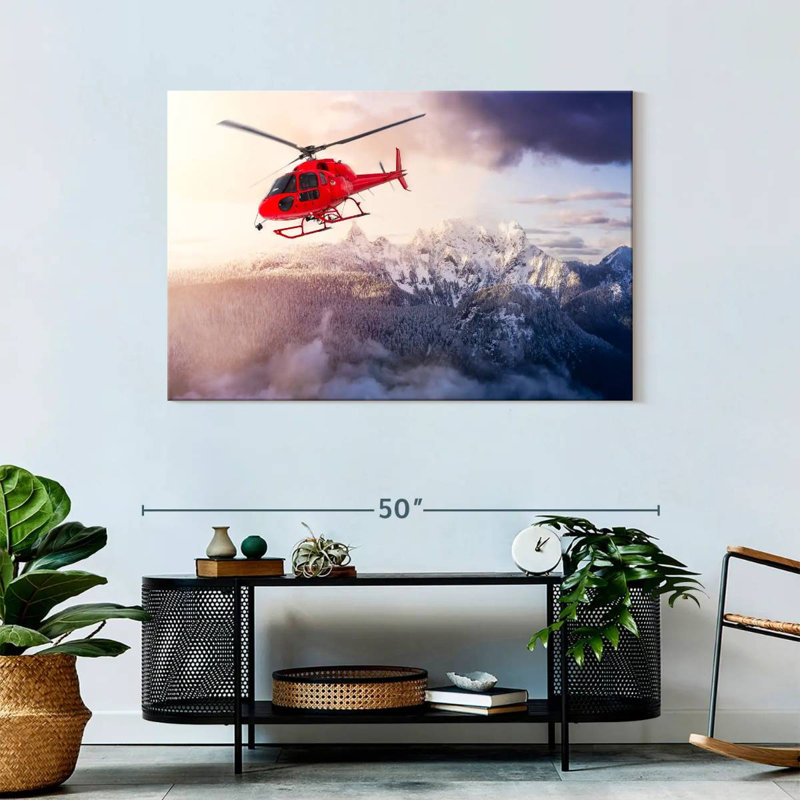 Mehar Flying Red Helicopter, 30" H x 45" W