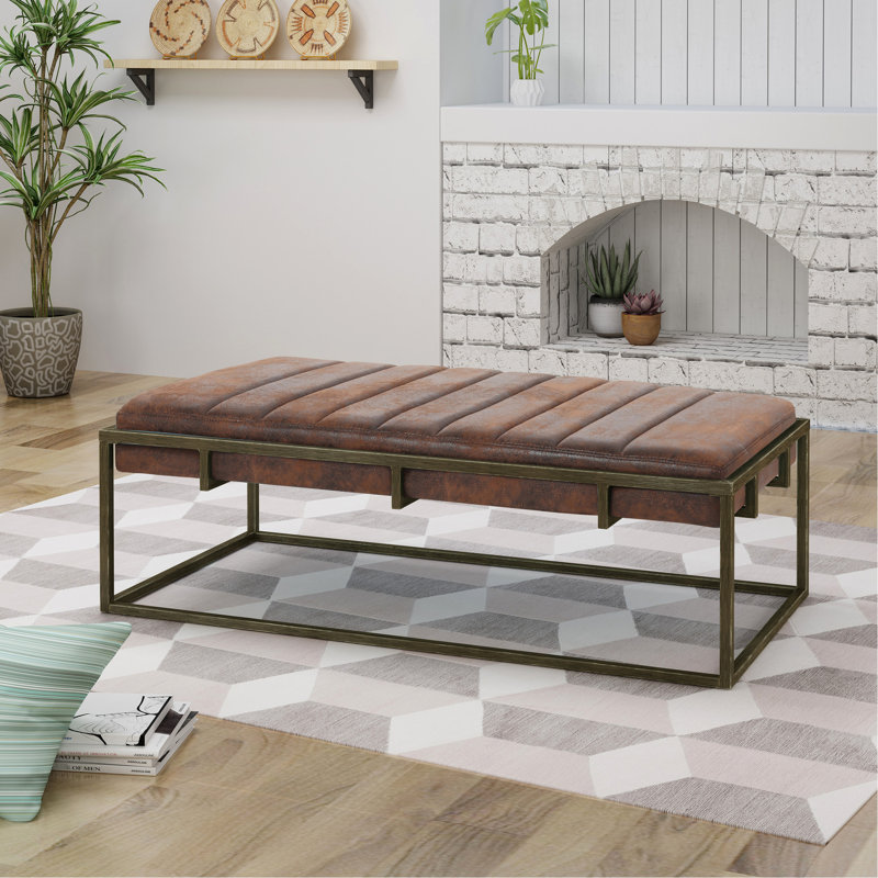 Soft Upholstered Brown Suede Metal Bench, Brushed Gold Frame, Seat For Two In Social Gatherings, Timeless Decor, High - Quality Material, 49 Depth, 25 Width, 16 Height Bench Suede, Two, Appeal, And