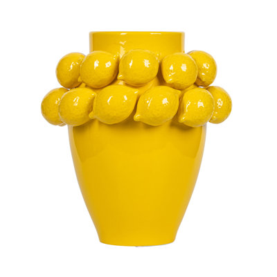 Handmade Lemon Ceramic Vase For Living Room Decoration, Modern Home Decor Accent Piece