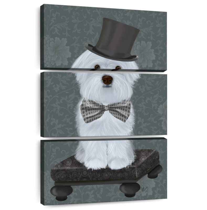 Brampt Maltese With Top Hat, 38" H x 24" W