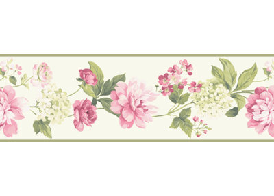 Papier peint avec bordure pivoine 15 pi x 8 po Umair