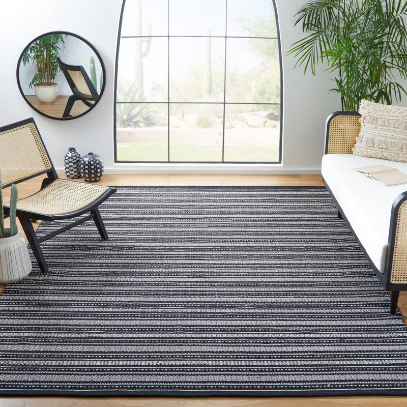 Tapis rayé en coton à tissage plat Spenser, Rectangle 6 pi x 9 pi