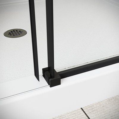 Tagliamento 60'' x 76'' Semi-Frameless Sliding Shower Door with CrystalTech Treated 5/16'' Tempered, Clear Glass, Matte Black Hardware
