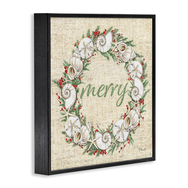  «Shells & Holly Merry», art de la giclée encadrée par Paul Brent, Giclée encadrée noir minuit, H 12 po x l 12 po