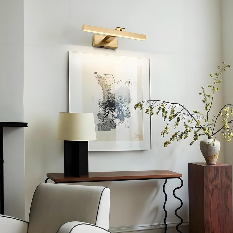 Picture Lights with Remote, Gold, 16" H x 7.6" W x 2" D