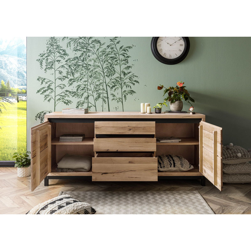 Villanders 190cm Solid Wood Sideboard, Grey/Brown/Blue