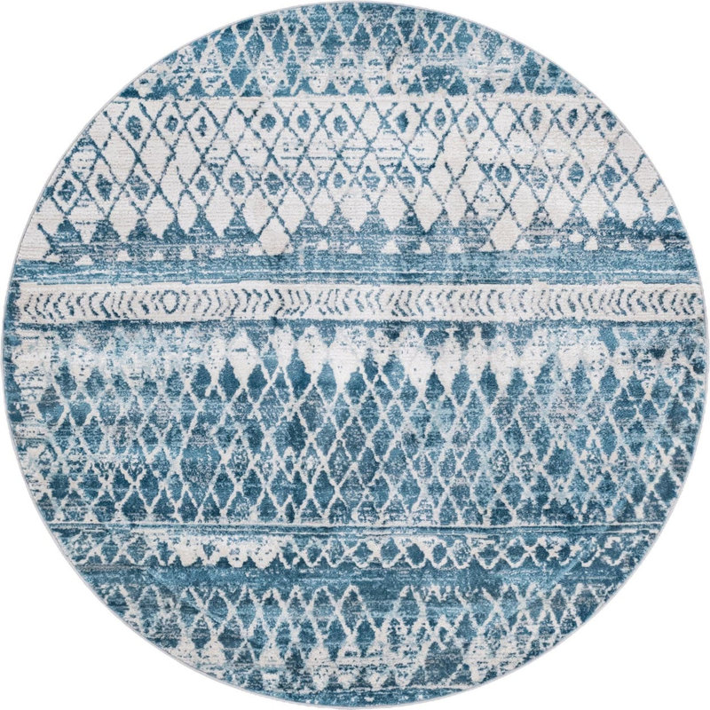 Geometric Indoor Rug, Round 6'1"