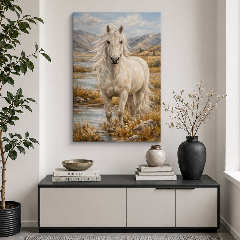 «White Horse Mountain Meadow», reproduction d'art sur toile encadrée, 18" H x 12" W x 1.5" D, Wrapped Canvas