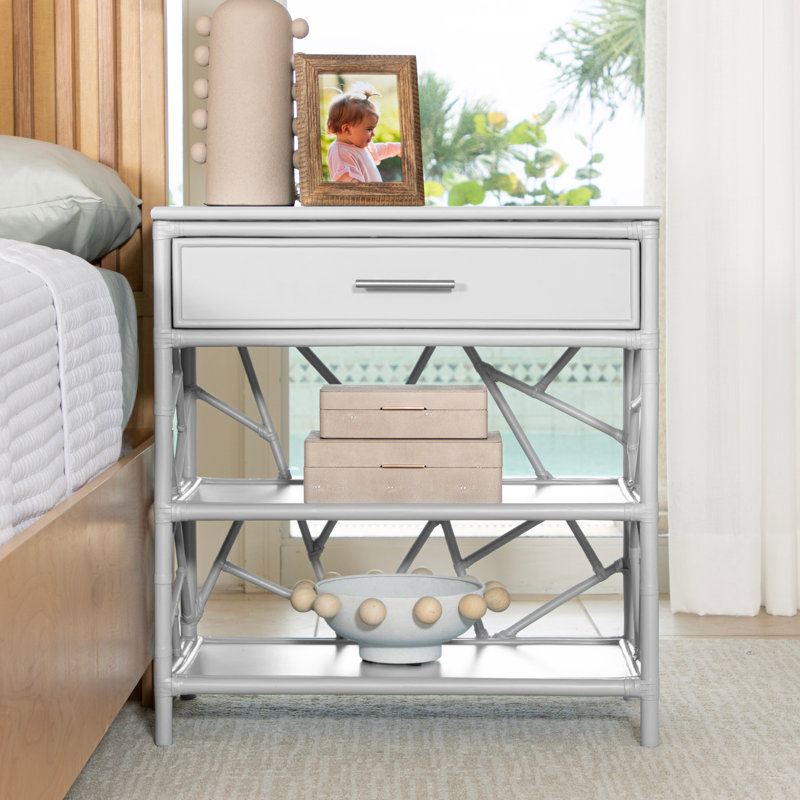 End Table with Storage, White