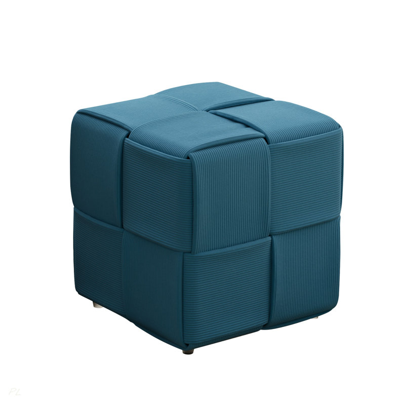 Ottoman Foot Rest Soft And Comfortable Ottoman Square Corduroy Woven Design Sofa Stool, Blue