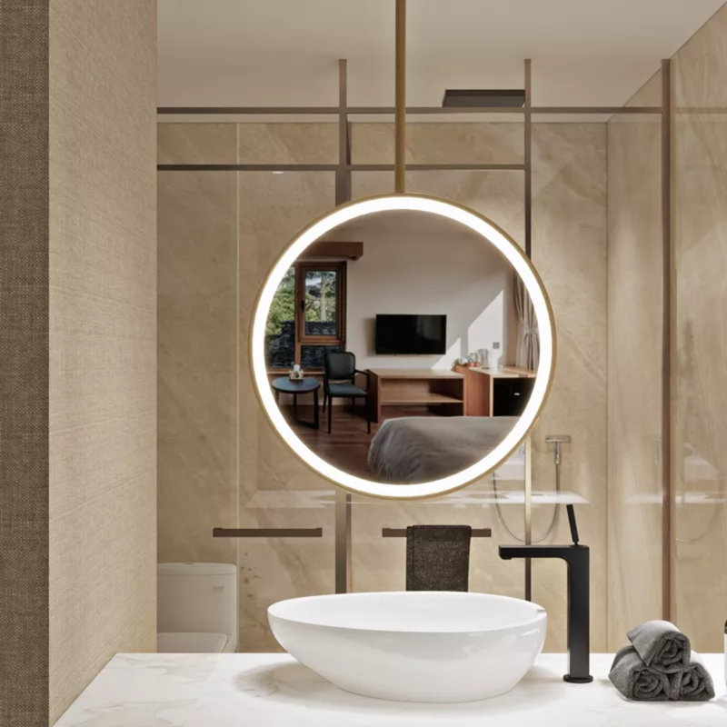 Miroir rond brossé 28 po