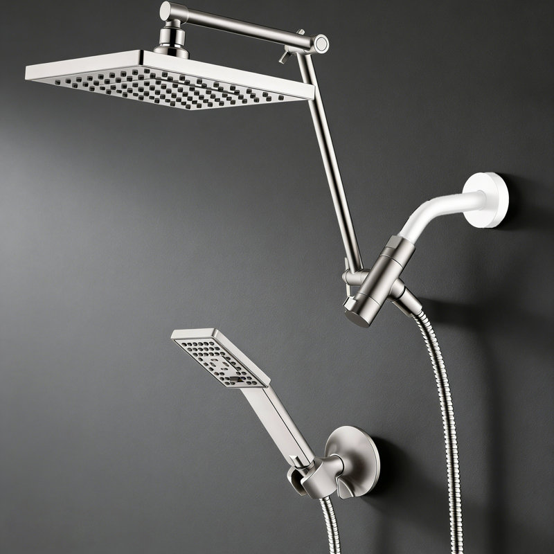 8 Inch Rainfall Shower Head With Handheld Spray, High Pressure Rain Shower Head Combo, Brushed Nickel