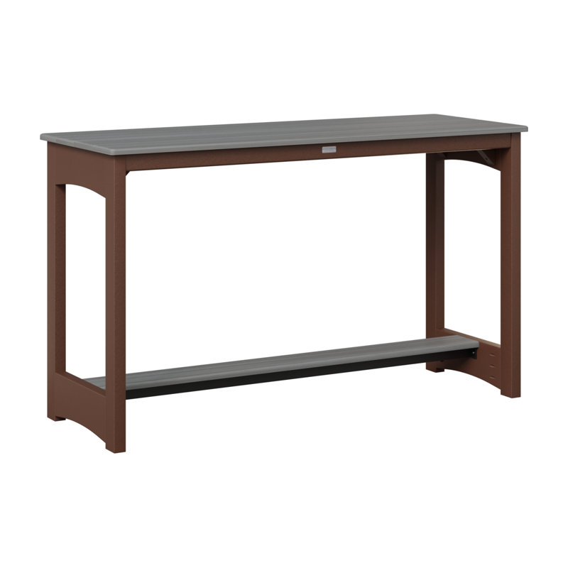 Balcony Outdoor Bar Table, Driftwood Gray, Chocolate Brown, 35.5" H x 60" W x 22" D