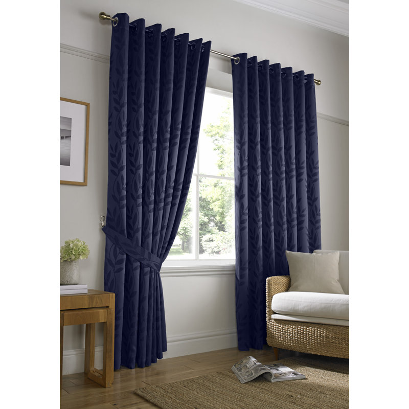 Becquere Tivoli Eyelet Ring Top Curtains, Width 116 x Drop 137 cm, Navy