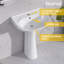 Lavabo de salle de bain piédestal moderne en U blanc avec trop-plein