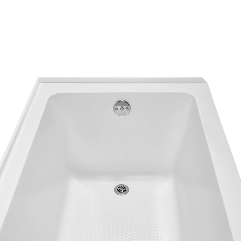 Streamline 60 in. x 30 in. Acrylic Right-Hand Drain Alcove Bathtub in Glossy White With External Drain, Polished Chrome