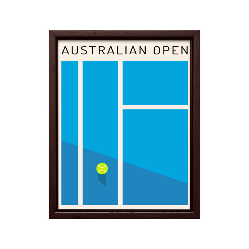 Tennis Open d'Australie, Canvas, 24"H x 32"W, Brown Framed